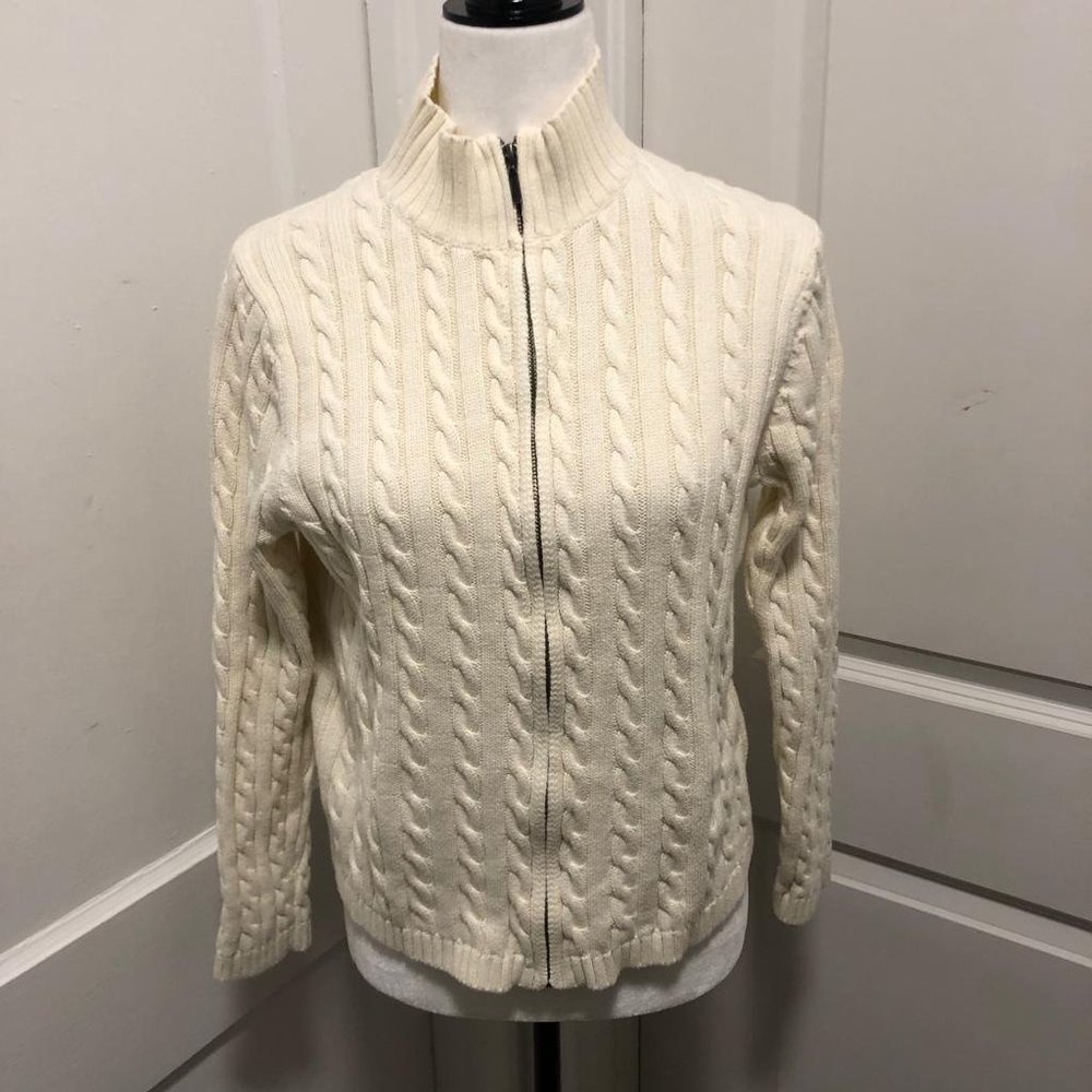L.L Bean 100% Cotton Zip Winter Snow Sweater Size M